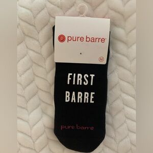 Pure Barre “First Barre Then Beach” Black and Pink Athletic Grip Socks [Medium]